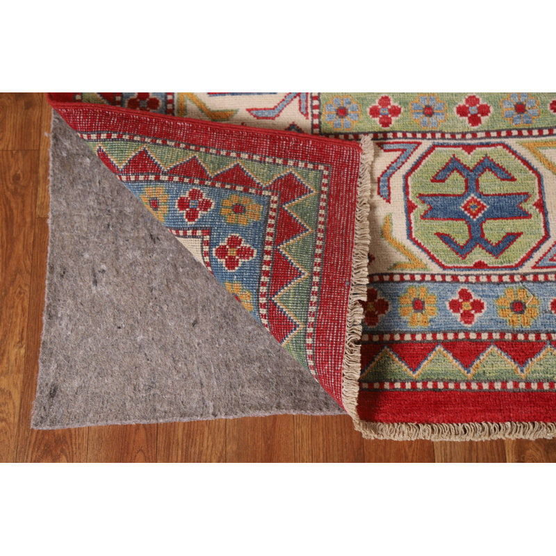 Tapis géométrique Kazak à motif géométrique rouge 9 x 12