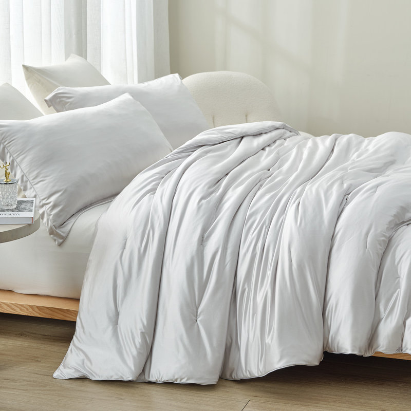 Satin Summer - Coma Inducer® Oversized King Comforter Set - Whispy Gray Clouds, Gray, King Comforter + 2 King Shams