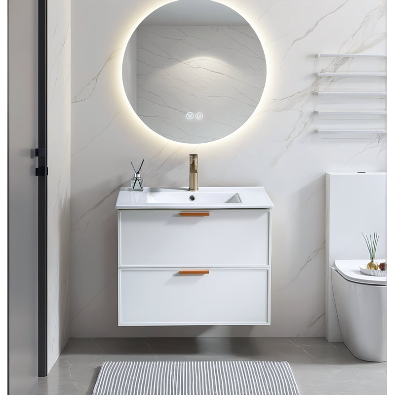 Meuble-lavabo flottant blanc moderne 30 po