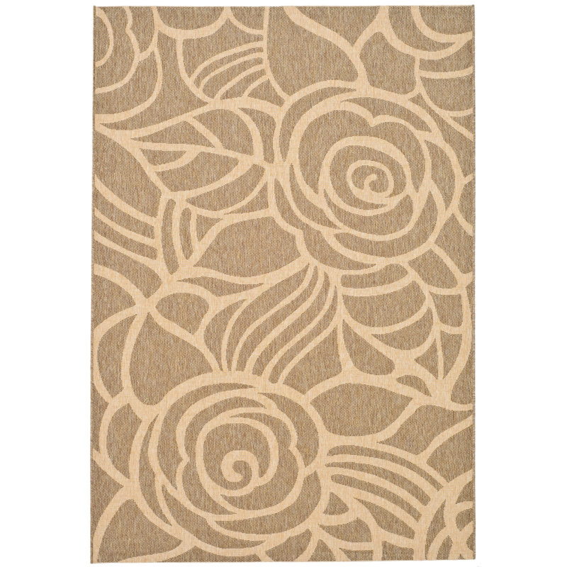 Arneshia Floral Brown Indoor / Outdoor Area Indoor/Outdoor Area Rug, Rectangle 9' x 12'