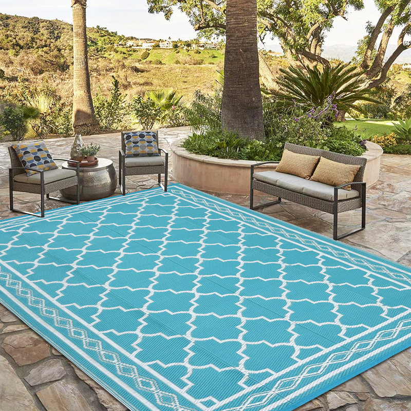 Tapis d'extérieur imperméable et extensible pour l'extérieur, Bleu, Rectangle de 5 pi x 8 pi