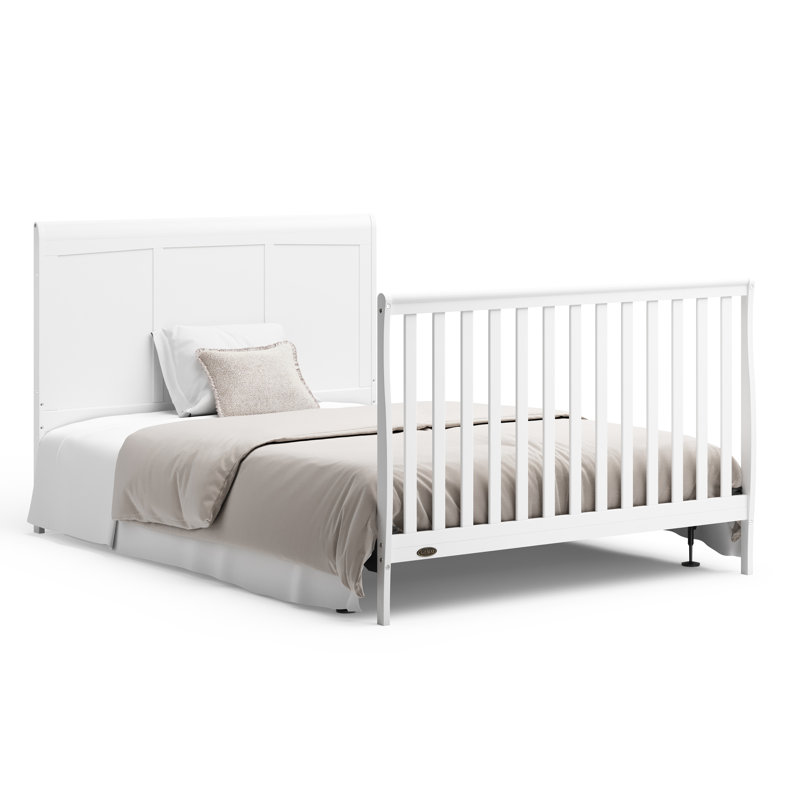 Lit de bébé convertible 4-en-1 Asheville avec rangement, Blanc, Lit à barreaux