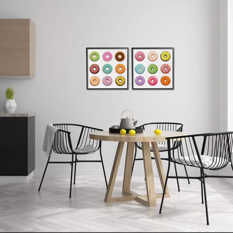 Ensemble de 2 giclées encadrées Bright & Fun Donuts, design par Marcus Prime, Giclée encadrée noir minuit, H 12 po x l 12 po