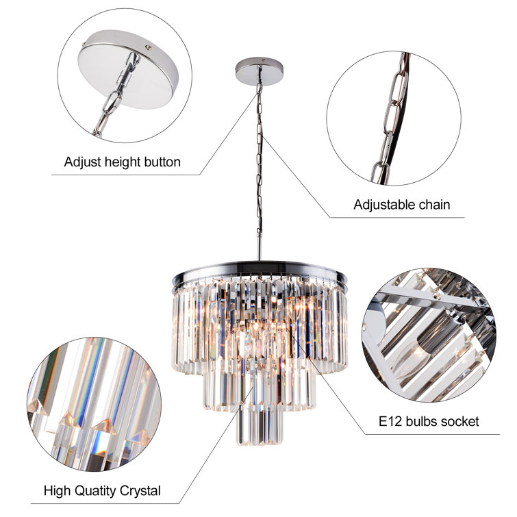 Simpol Home 33-Watt Integrated LED Chandeliers, Crystal Stainless Steel  Ceiling Lights Fixture, Pendant Light, Rings Hanging Lights SHL-P-104 - The