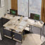 L Shaped Office Desk with Shelve, Reversible Corner Computer Desk or 2 Person Long Table-1436331153