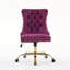 Chaise de bureau Furniture, fauteuil de bureau moderne capitonné en velours capitonné avec base en métal doré, chaise de bureau réglable-1923565203-1923565207