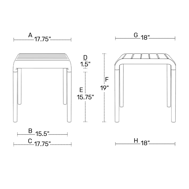 Table d'appoint carrée d'extérieur, Vert