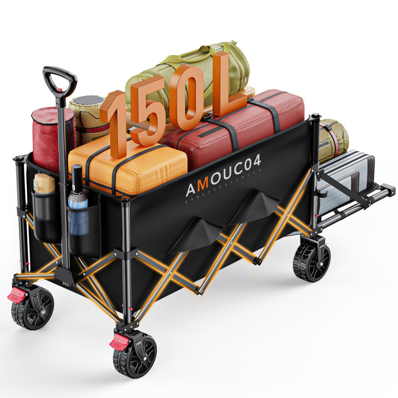 Portable Folding Trolley Cart With Large Capacity, Lockable Wheels And Compact Design For Beach, Garden, And Travel