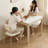 White Square Solid Wood + Sintered Stone tabletop Dining Table-1777495877
