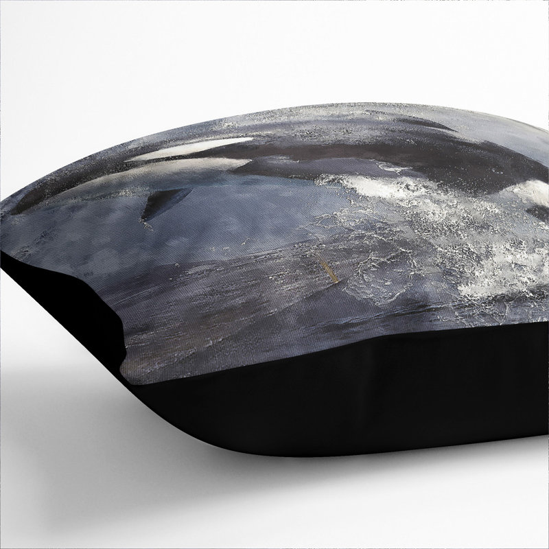 Killer Whale Painting Scatter Cushion with Filling, 40cm H x 40cm W x 15cm D, Black