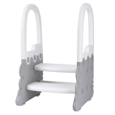 Toddler Step Stool for Bathroom Sink, 2 Step Stools for Kids, Anti-Slip Stool for Kitchen Counter, Potty Training Toilet Stool with Handrail