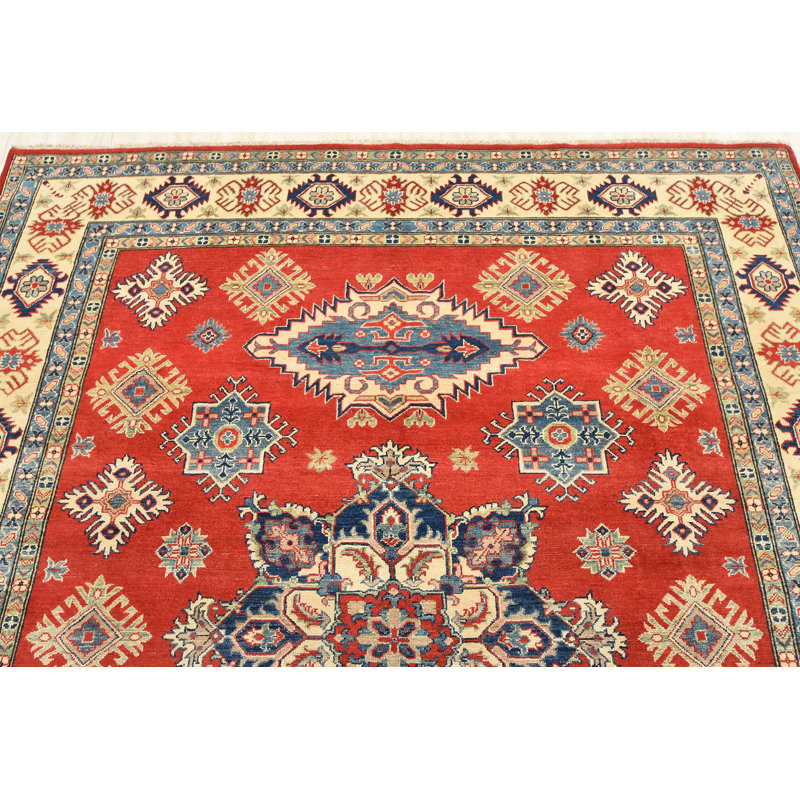 Tapis rouge en laine noué à la main de conception unique 8 pi 3 po x 9 pi 5 po Gaal