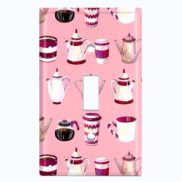 WorldAcc Coffee Espresso Maker Pink Patterned 1 - Gang Toggle Light ...