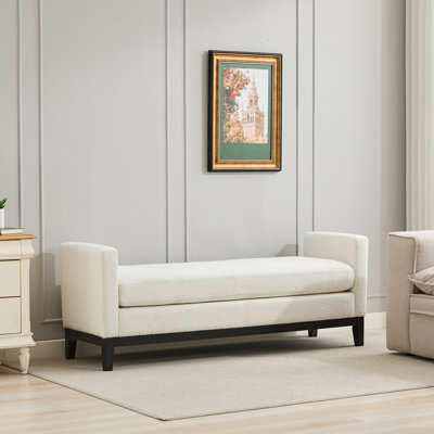 Comfort Benches, 66 Inch Boucle Wood Frame, Modern End Of Bed Seating