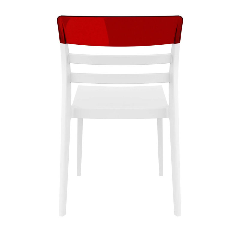 Chaise d'appoint de salle à manger Milliman, Blanc / Rouge transparent
