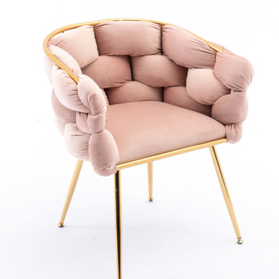 Modern Pink Velvet Accent Chair - Unique Shape, Smooth Lines, Soft Feel For Interior Luxury Single Simple Comfortable Interior, Perfect Dresser