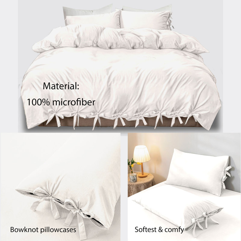 Priyanka Microfiber Solid Colour Duvet Cover Set with Pillowcases Included, Kingsize, White