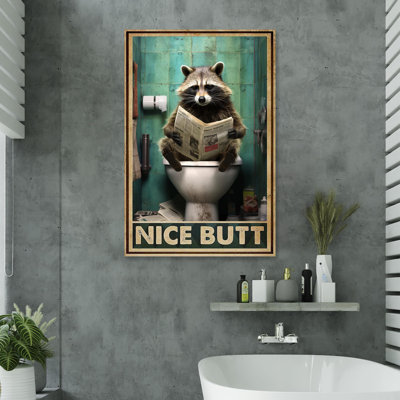 Raccoon Toilet Nice Butt 2 - 1 Piece Rectangle Gra " Raccoon Toilet Nice Butt 2 " Graphic Art Print