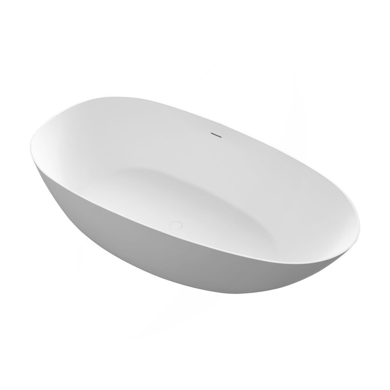 67" Premium Solid Surface Deep Soaking Bathtub, Matte White
