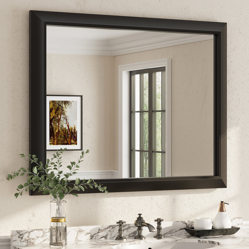 Miroir mural Amara, Noir mat, 40 po x 32 po