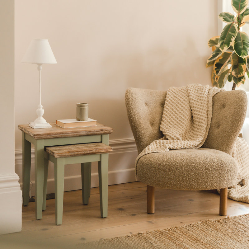 Doria Solid Wood Nesting Tables, Sage Green