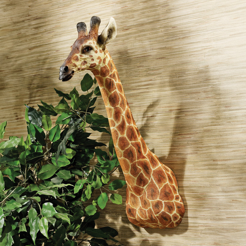 Girafe, trophée mural africain, sculpture