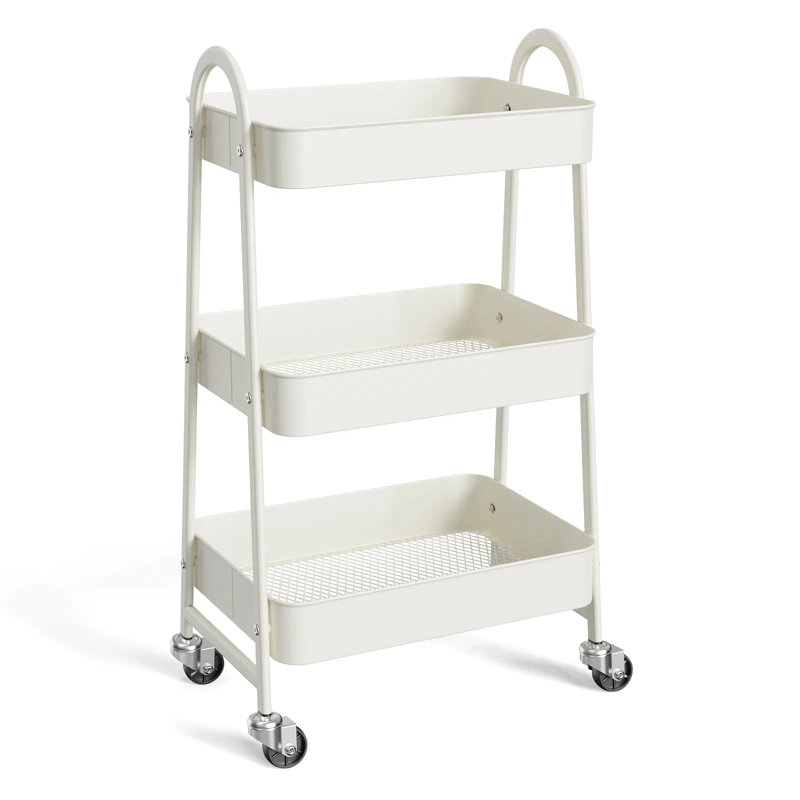 Chariot de rangement mobile avec roulettes verrouillables - Chariot utilitaire roulant en métal avec paniers en filet ventilés pour la cuisine, la salle de bain, le bureau et l'organisation de la maison