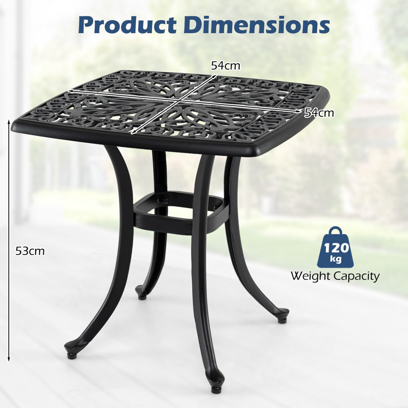 Square Outdoor Bistro Table With Umbrella Hole , 54cm cm W 54cm cm D