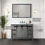 Meuble-lavabo gris cendre l 48 po x P 22 po, comptoir en quartz blanc, ensemble de robinets et miroir de 44 po