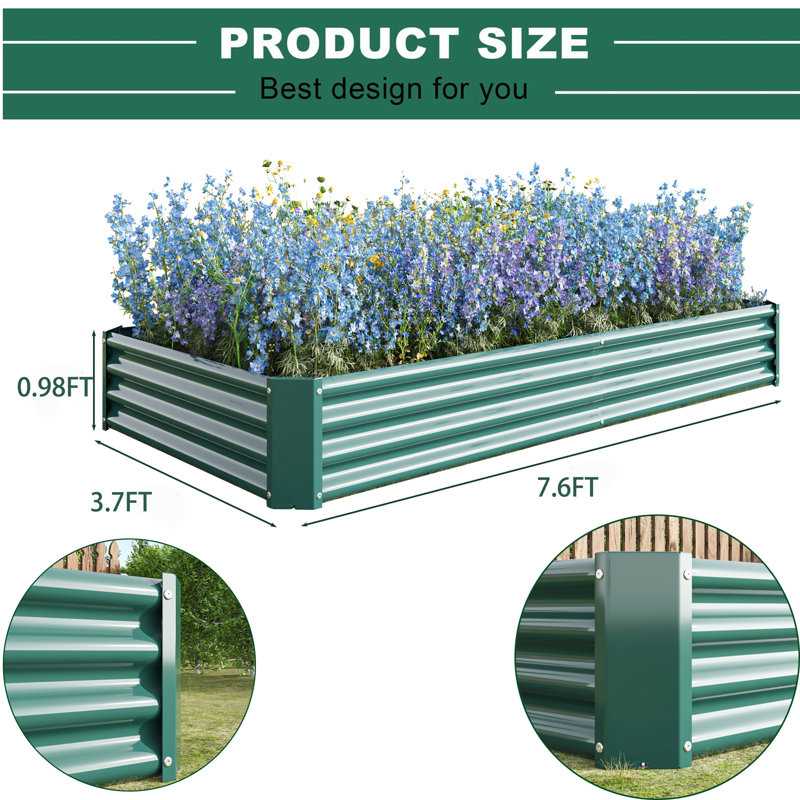 Lit de jardin surélevé Nekeda, H 11,76 po x l 91,2 po x P 44,4 po, Argent