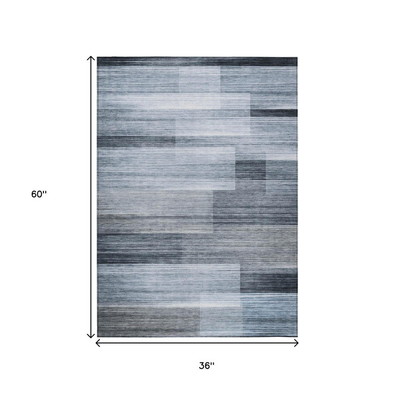 Tapis extérieur lavable rayé bleu et ivoire 3 pi x 5 pi