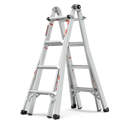 Échelle pliable en aluminium à positions multiples 17 pieds, structure en A et échelle droite, Ansi 250Lbs