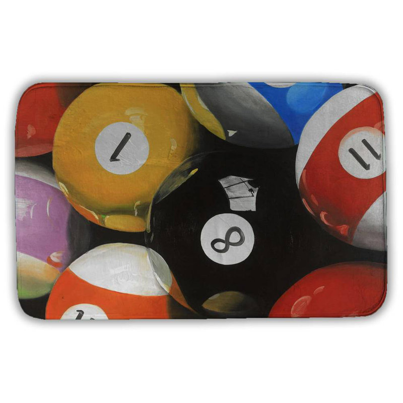 Pool balls closeup Bath Mat with Non-Slip Backing - Quick Dry Memory Foam Bathroom Rug - Absorbent - Modern Plush Spa-Style - Machine Washable