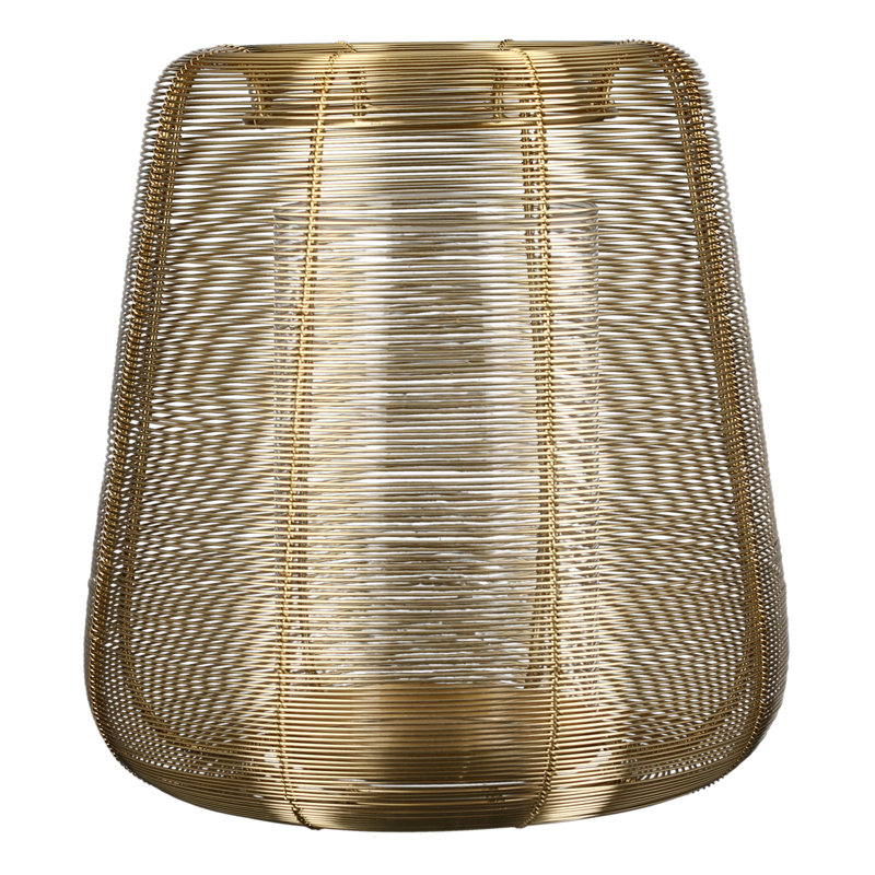 Lucerno Metal Tabletop Lantern, 35cm H x 30cm W x 30cm D, Gold