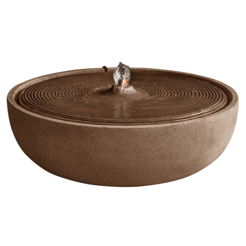Fontaine ondulée en béton, H 5,5 po x l 14,25 po x P 14,25 po, Pierre brune