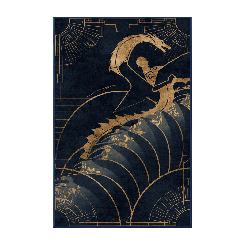 Tapis arc-en-ciel moelleux moelleux et moelleux Fairwinds Dragon Rider, 3 X 5