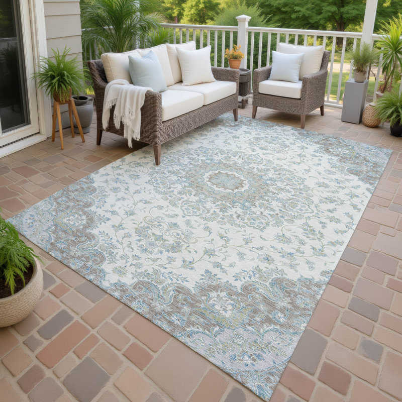 Tapis lavable à la machine intérieur / extérieur ACN2543 Global Chantille, Ivoire ivoire, 5 pi x 7 pi 6 po