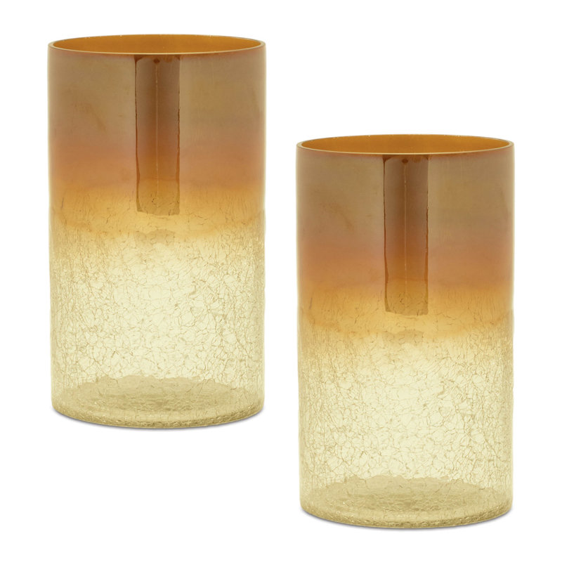 Vase en verre doré