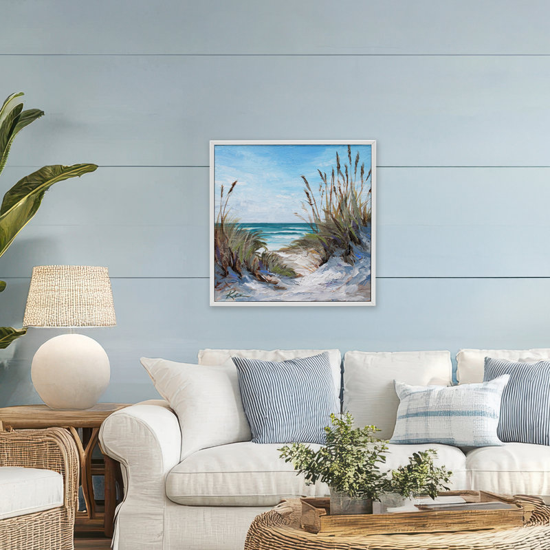 Estampe marine encadrée, design par Lindsay Kivi Fine Art, H 24 po x l 24 po, Estampe numérique encadrée blanc bord de mer
