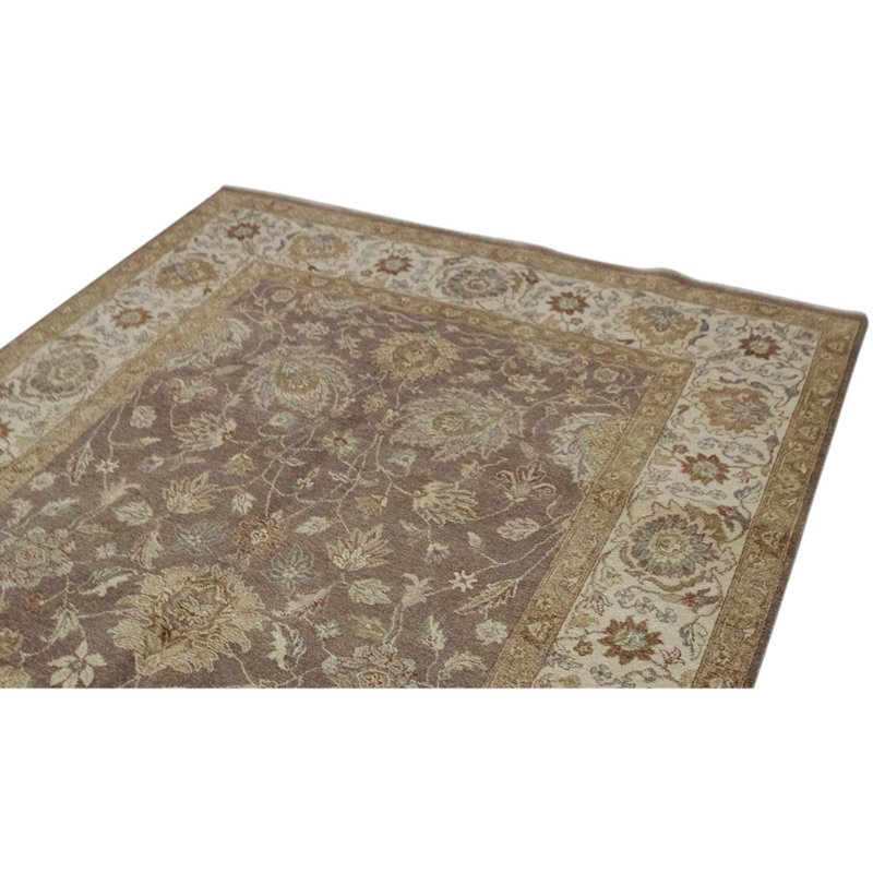 Tapis brun / beige de haute qualité noué à la main Trinity