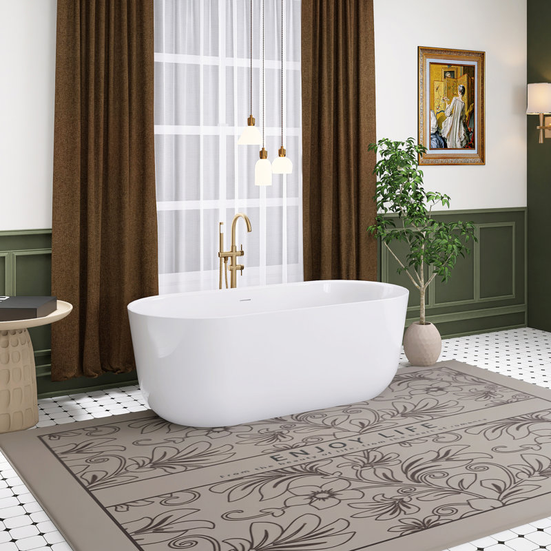 Baignoire de trempage autoportante en acrylique blanc lustré 67 po