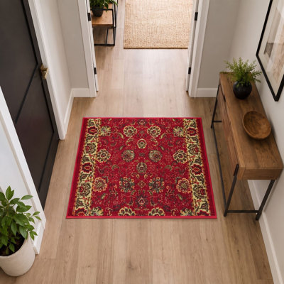 Homeline Non-Slip Rubberback Oriental Indoor Runner Rug, Dark Red