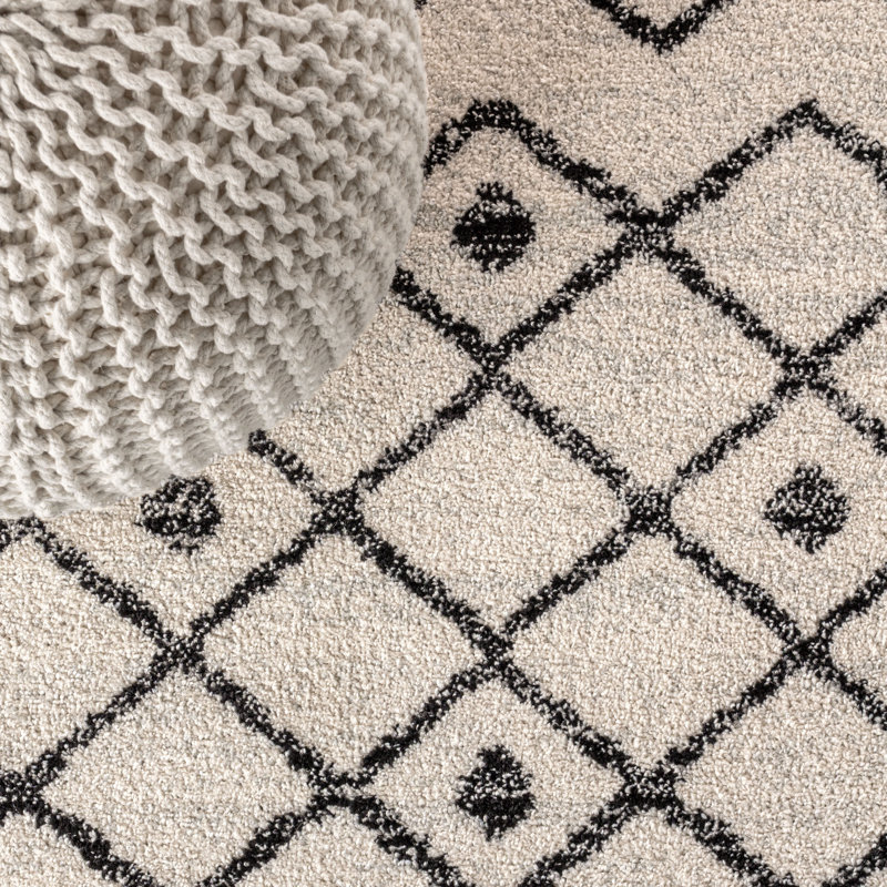 Tapis crème / noir Bousquet Moroccan Beni Souk, Tapis de couloir 2 pi 2 po x 8 pi