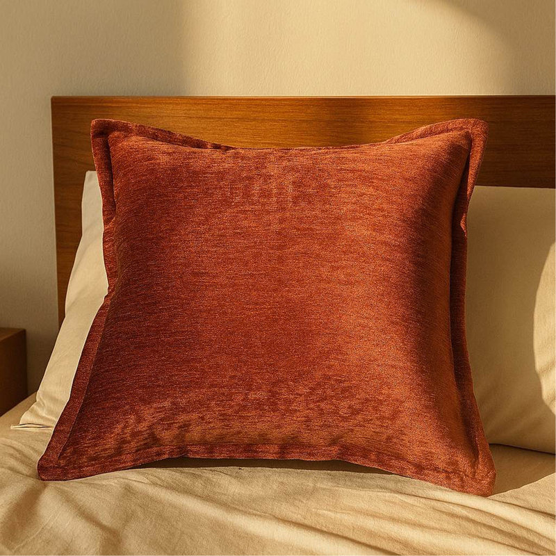 Coussin en velours Homey Cozy, Brun-roux