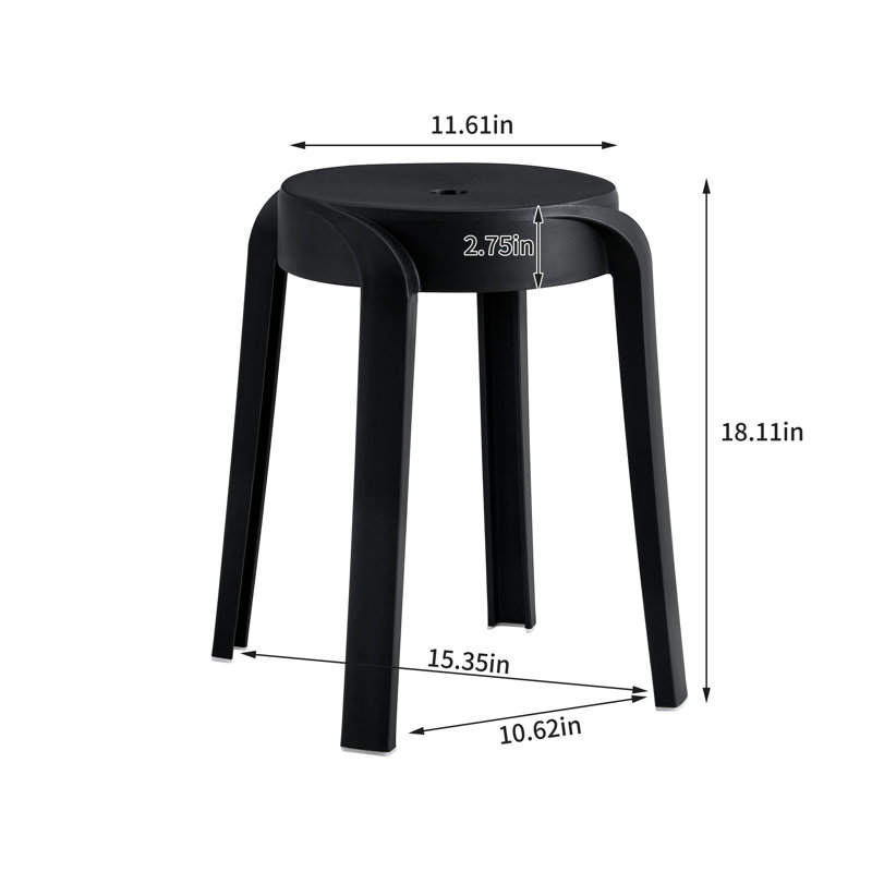 Tabourets ronds colorés en plastique de 6, de conception utilisateur, poids de 25,5 lb, tabouret empilable polyvalent de 6 pièces, matériau solide et stable, siège de 16,9 po, largeur de 10,6 po, convient