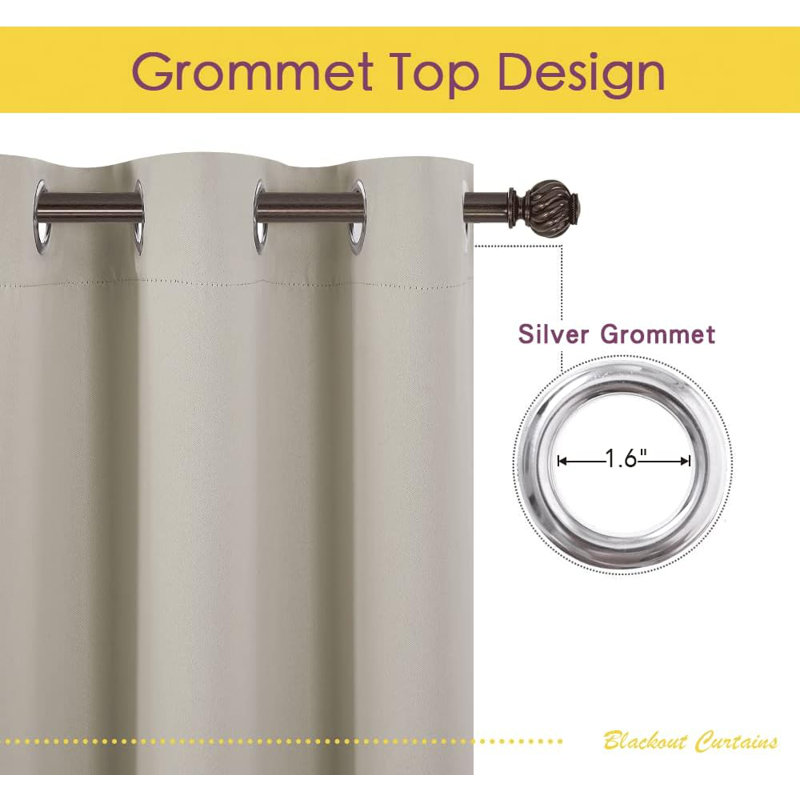 Blackout Small Window Valances, Rustic Farmhouse Curtains Grommet Top Thermal Insulated Window Drapes for Kitchen/Bathroom/Basement, 2 Panels.