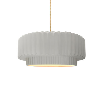 Gela 1-Light Ceramic and Metal Drum Pendant