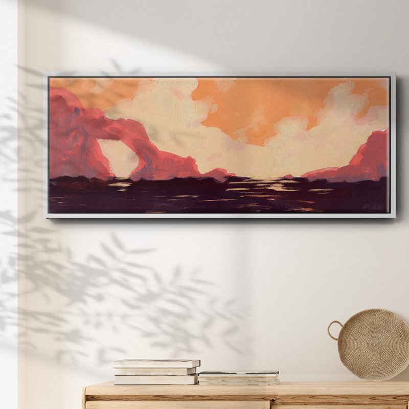Pink Rock Coast I- Framed Canvas, 8" H x 20" W