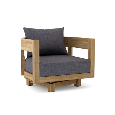 Teak Swivel Patio Chair with Cushions