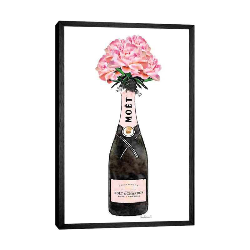 Champagne Pink Peony by Amanda Greenwood - Print on Canvas, 66.04 cm H x 45.72 cm W, Black Framed Canvas